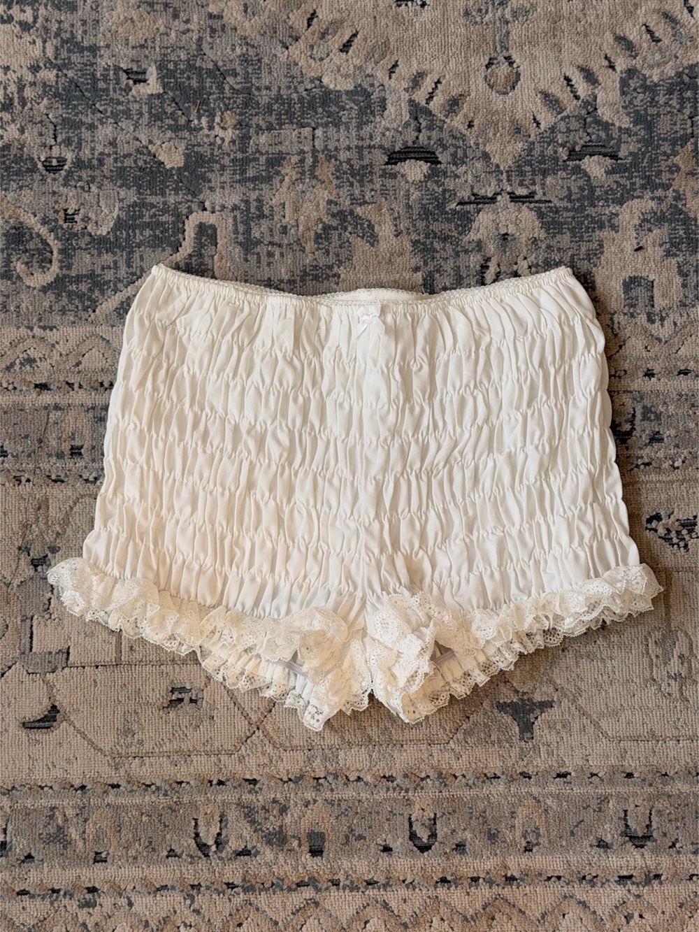 White Ruffle Lace Mini Shorts